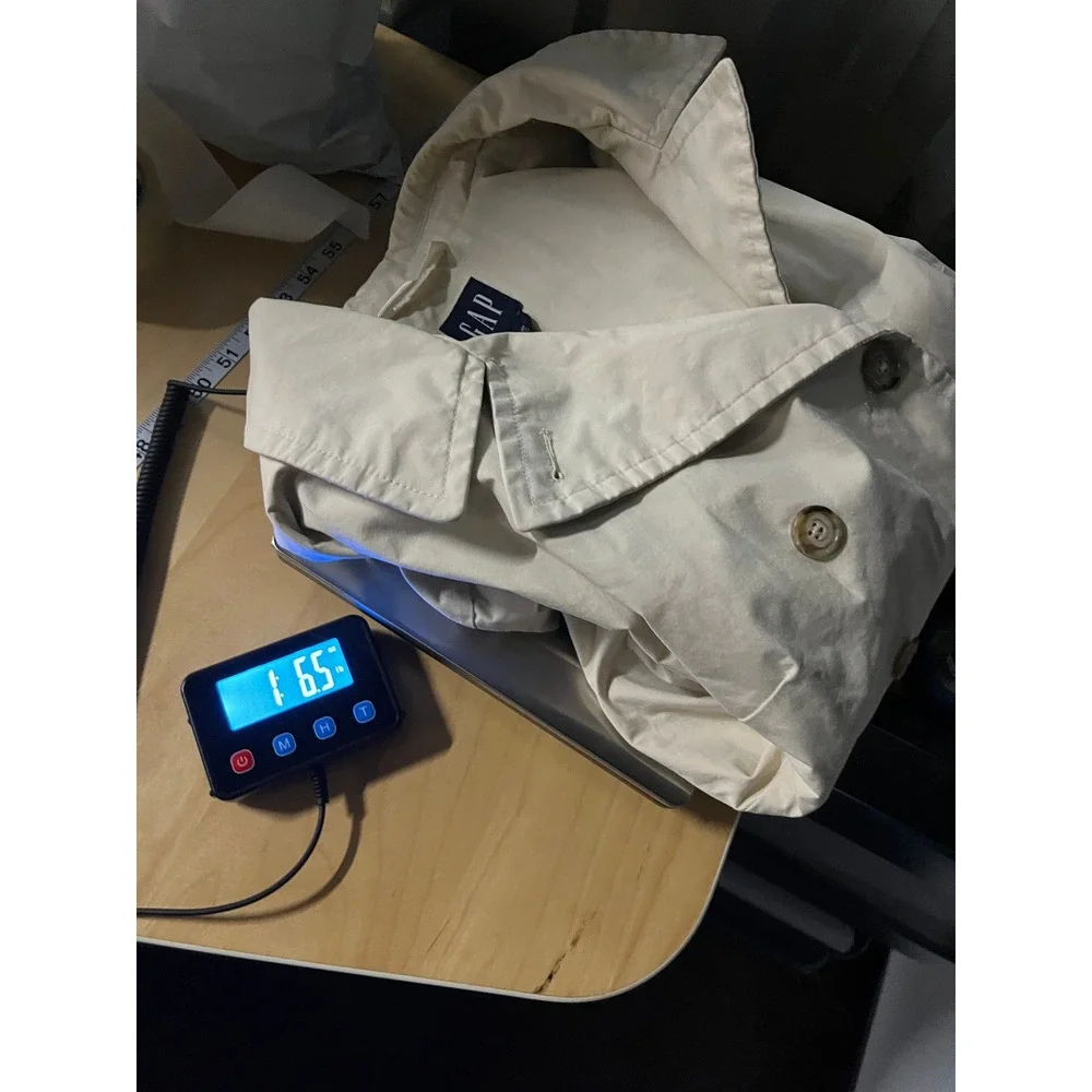 Gap Double Breasted Cropped Trench Coat Womens L Beige 90s Minimalist Capsule